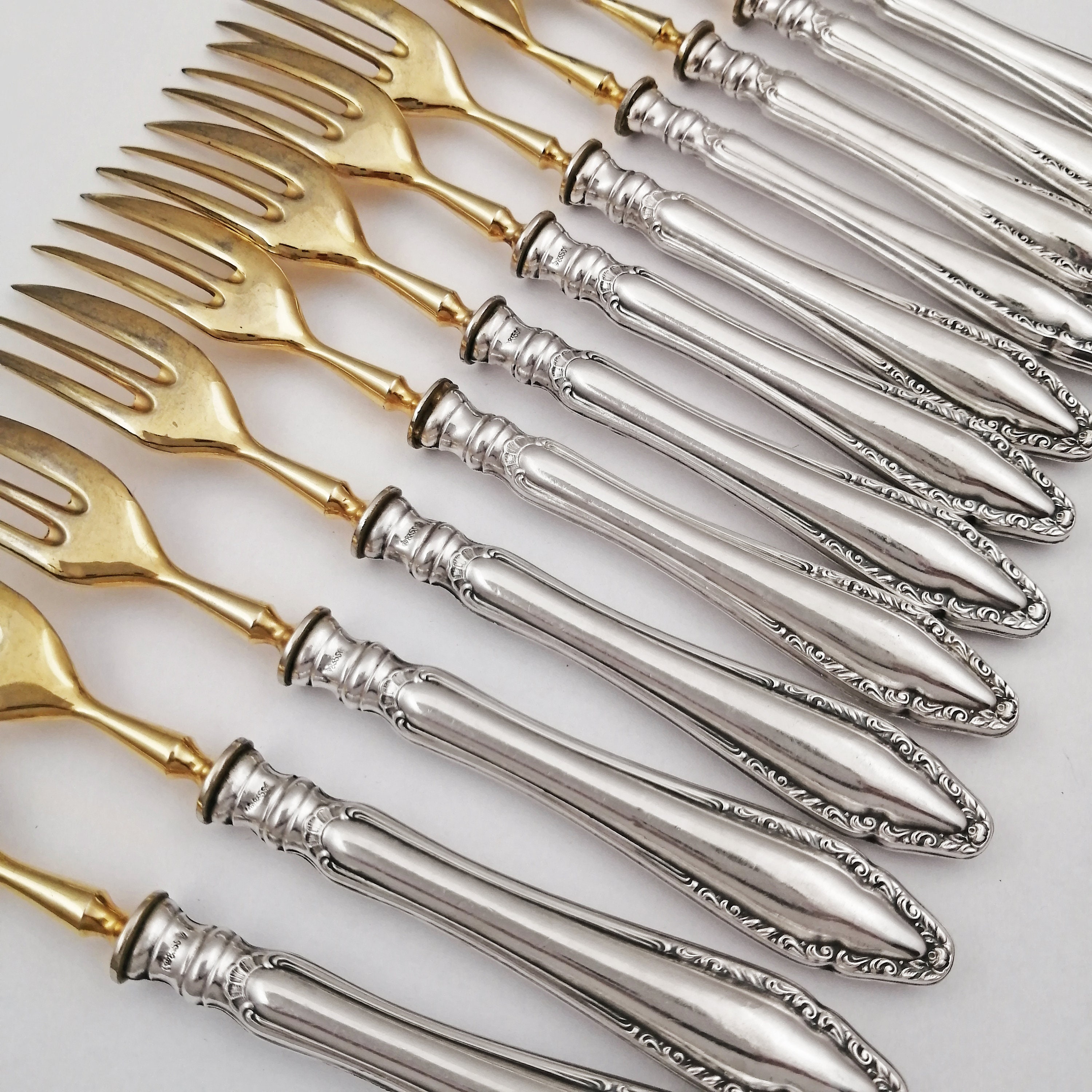 Boxed German .835 SilverHandled 12pc Dessert Cake Fork Set Etsy