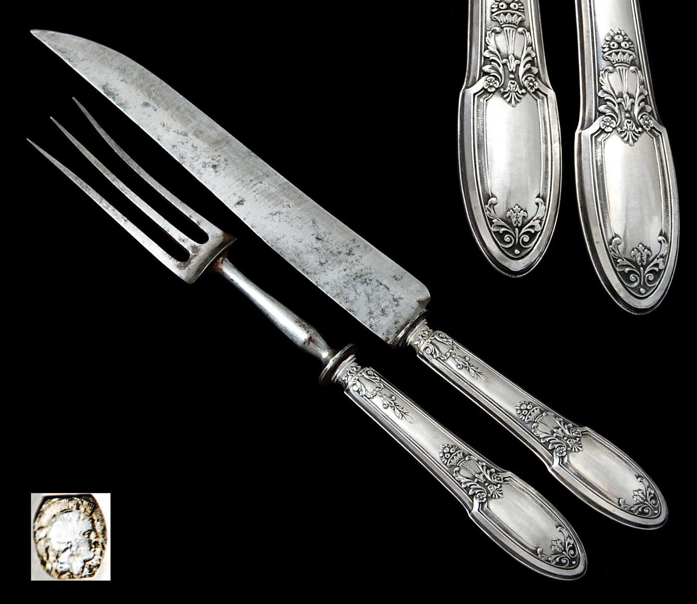 Boxed French .800 Silver 2pc Meat Carving Set with Empire Etsy