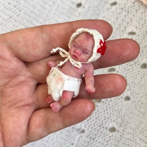 2 inch silicone baby doll Lilu for dollhouse ,handmade, painted mini silicone reborn, gift for doll collector, scale 1/12 dollhouse baby