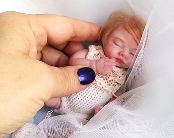 Mini silicone baby doll girl 6 inch Catrina, mini silicone babies handmade,  new model 2022, original sculpt baby doll