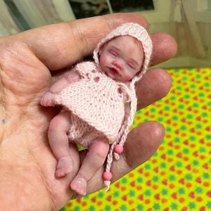 Mini silicone reborn baby doll 2,8 inch full body silicone Rose , painted, open mouth , cute realistic silicone baby doll by Kovalevadoll