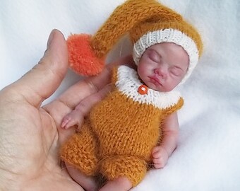 Mini silicone baby doll girl 6 inch Catrina, mini silicone babies handmade,  mini silicone reborn baby, original sculpt baby doll