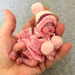 Mini silicone  doll 4 inch Amelia (10cm) full body silicone baby doll , painted , open mouth, miniature reborn babies by Kovalevadoll