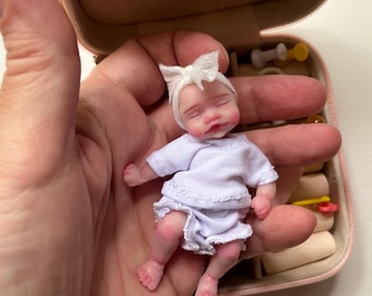 Mini silicone reborn baby doll 2,8 inch full body silicone Rose , painted, open mouth , cute realistic silicone baby doll by Kovalevadoll