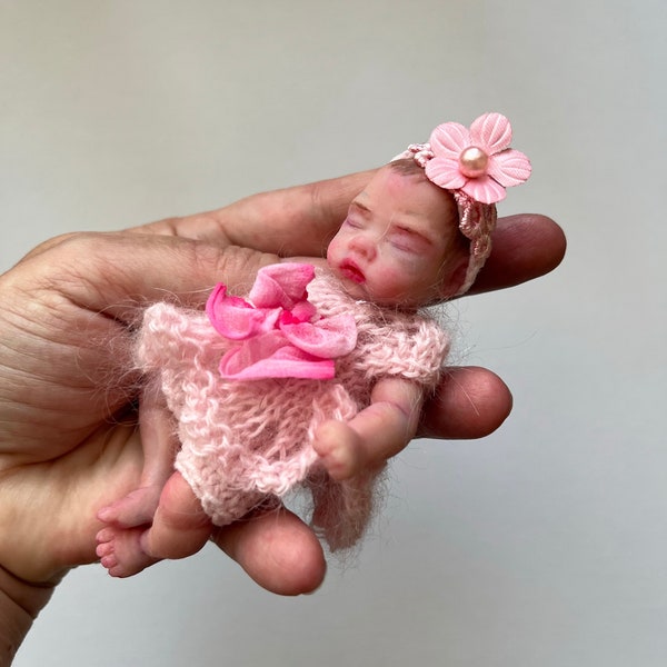 Mini silicone baby doll 5 inch Full body Akayla  , mini reborn silicone babies, realistic dolls, mini dolls, handmade, silicone reborn