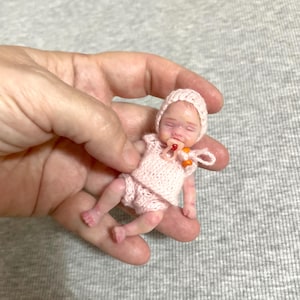 Mini silicone reborn baby doll 2,8 inch full body silicone Rose , painted, open mouth , cute realistic silicone baby doll by Kovalevadoll