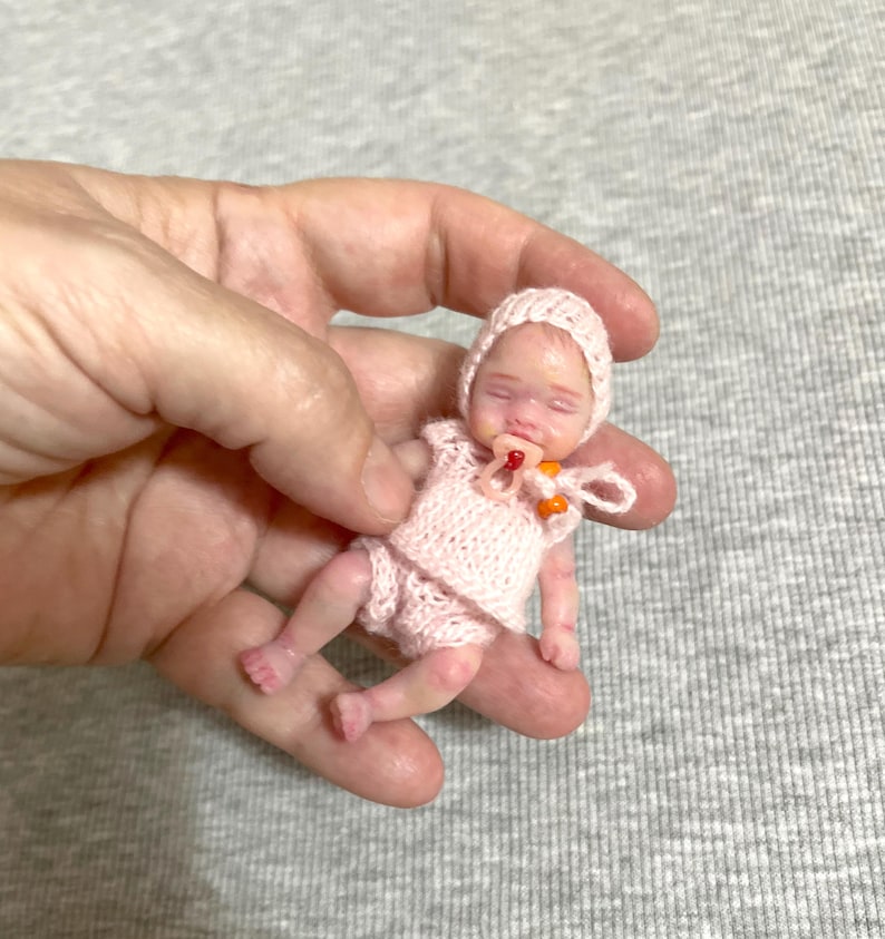 Mini silicone reborn baby doll 2,8 inch full body silicone Rose , painted, open mouth , cute realistic silicone baby doll by Kovalevadoll