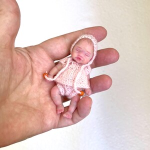 Mini silicone reborn baby doll 2,8 inch full body silicone Rose , painted, open mouth , cute realistic silicone baby doll by Kovalevadoll