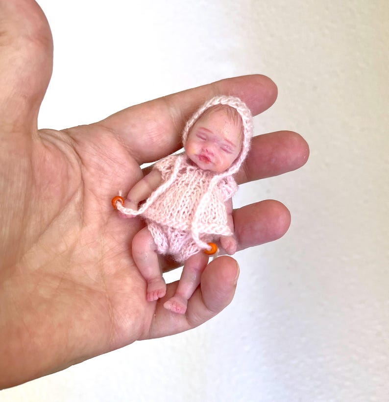 Mini silicone reborn baby doll 2,8 inch full body silicone Rose , painted, open mouth , cute realistic silicone baby doll by Kovalevadoll