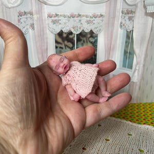 Mini silicone reborn baby doll 2,8 inch full body silicone Rose , painted, open mouth , cute realistic silicone baby doll by Kovalevadoll