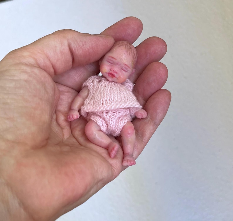 Mini silicone reborn baby doll 2,8 inch full body silicone Rose , painted, open mouth , cute realistic silicone baby doll by Kovalevadoll