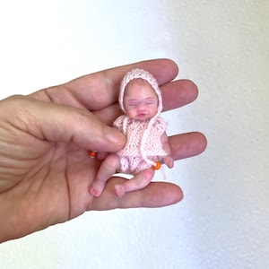 Mini silicone reborn baby doll 2,8 inch full body silicone Rose , painted, open mouth , cute realistic silicone baby doll by Kovalevadoll