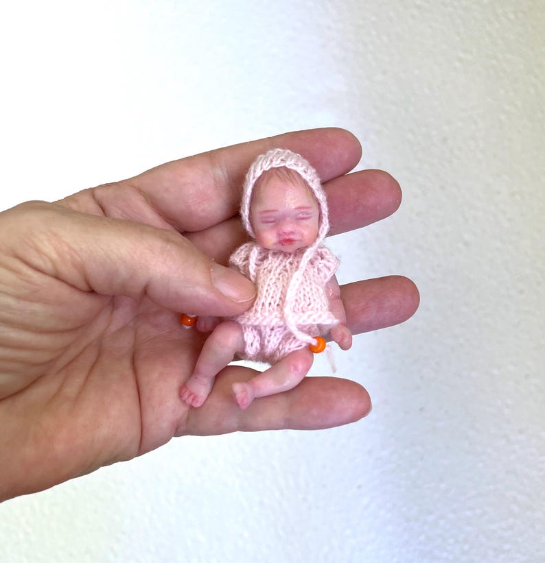 Mini silicone reborn baby doll 2,8 inch full body silicone Rose , painted, open mouth , cute realistic silicone baby doll by Kovalevadoll