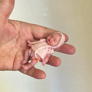 Mini silicone reborn baby doll 2,8 inch full body silicone Rose , painted, open mouth , cute realistic silicone baby doll by Kovalevadoll