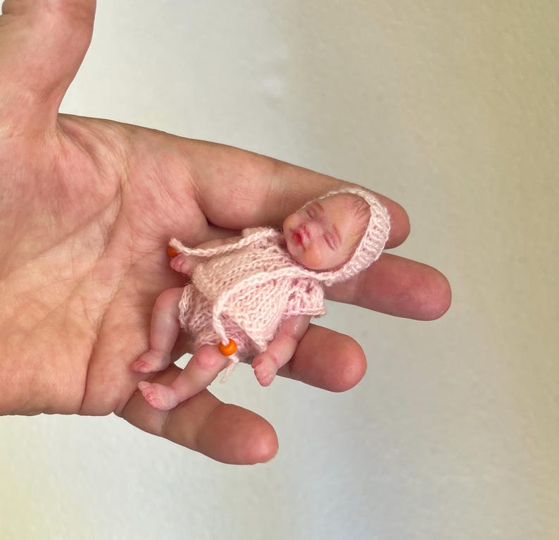 Mini silicone reborn baby doll 2,8 inch full body silicone Rose , painted, open mouth , cute realistic silicone baby doll by Kovalevadoll