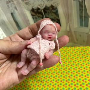 Mini silicone reborn baby doll 2,8 inch full body silicone Rose , painted, open mouth , cute realistic silicone baby doll by Kovalevadoll