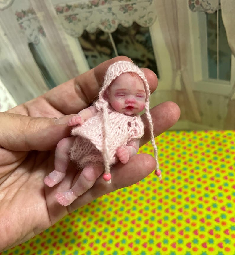 Mini silicone reborn baby doll 2,8 inch full body silicone Rose , painted, open mouth , cute realistic silicone baby doll by Kovalevadoll