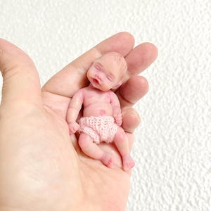 Mini silicone reborn baby doll 2,8 inch full body silicone Rose , painted, open mouth , cute realistic silicone baby doll by Kovalevadoll