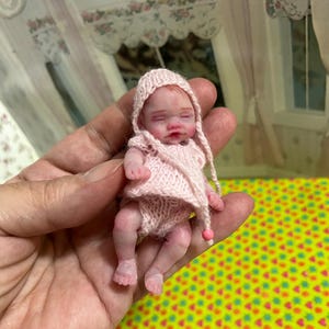 Mini silicone reborn baby doll 2,8 inch full body silicone Rose , painted, open mouth , cute realistic silicone baby doll by Kovalevadoll