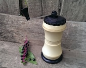Vintage Coffee Grinder, Old Distressed Coffee Mill, White and Black Plastic Bulgarian Coffee Mill from 1970s