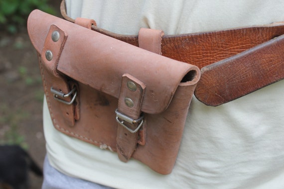 Vintage Belt Bag, Genuine Leather Bag with Belt, … - image 9