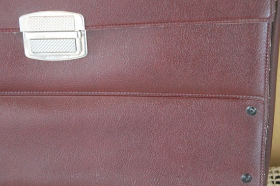 Vintage Bag, Leatherette Briefcase, Wine-colored … - image 6