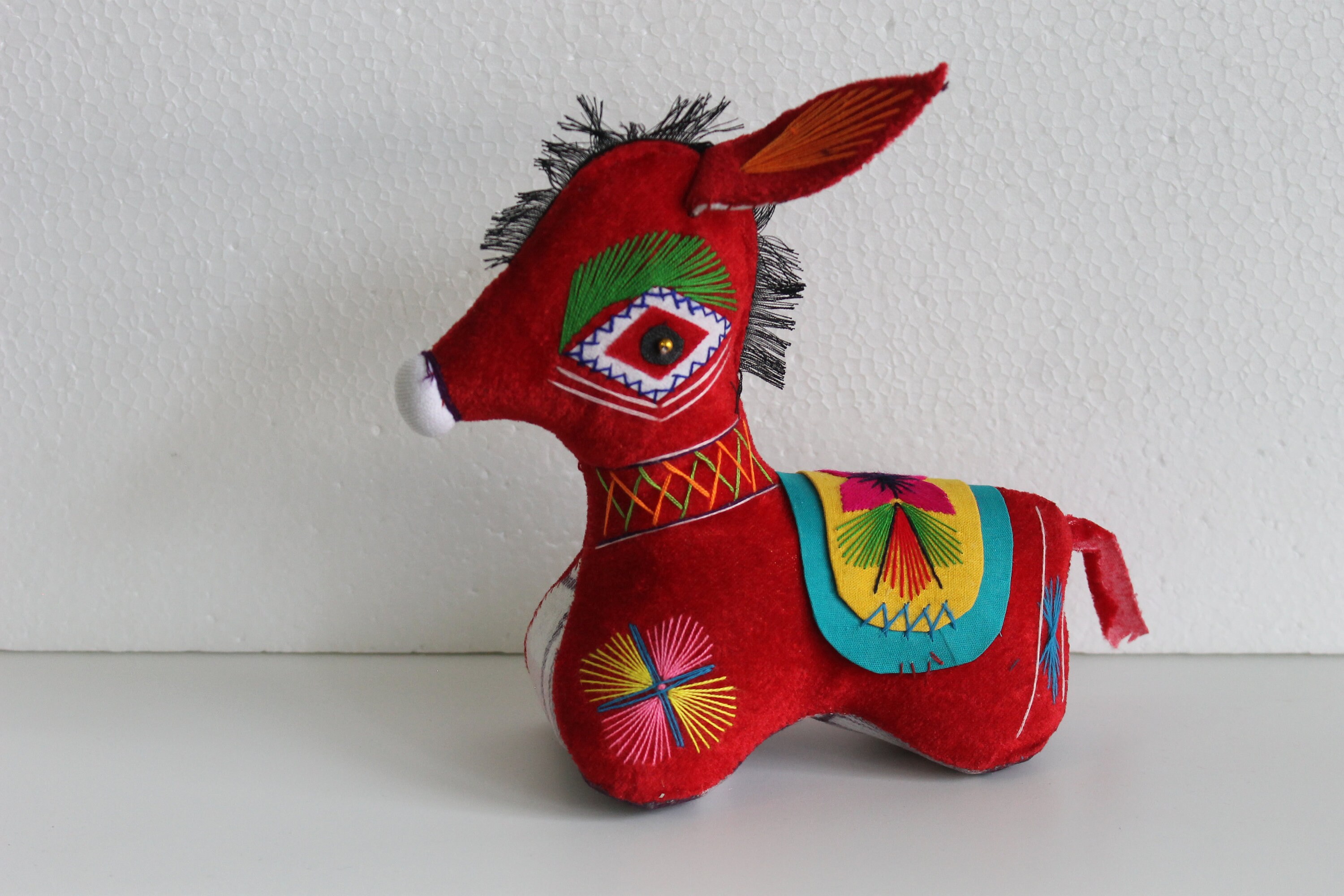 Vintage Toy Red Fabric Stuffed Donkey Toy Decorated Animal Etsy