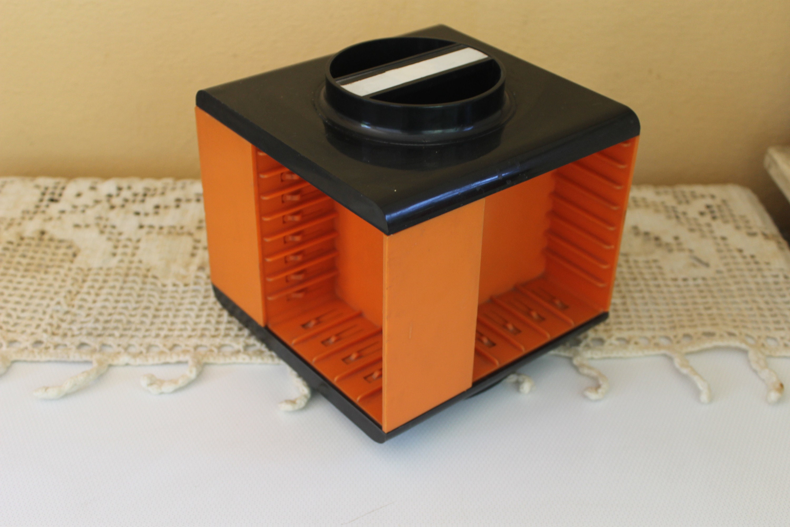 Vintage Audio Cassette Holder Orange Plastic Audio Tape Etsy