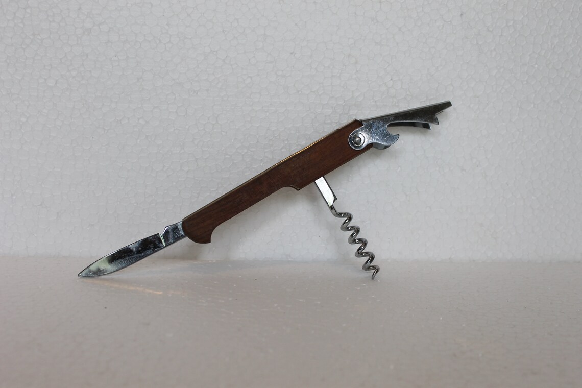Vintage Pocket Knife Folding Corkscrew Bottle Opener Pocket Etsy