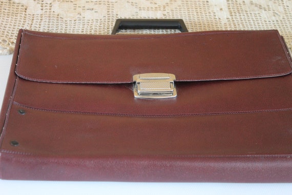 Vintage Bag, Leatherette Briefcase, Wine-colored … - image 8