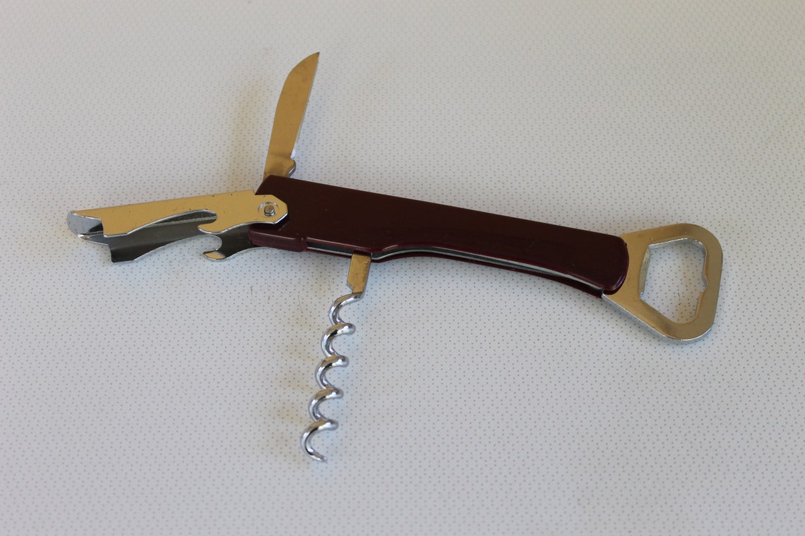 Vintage Pocket Knife Folding Pocket Corkscrew Bottle Opener Etsy