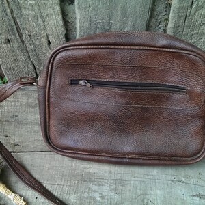 Vintage Brown Leather Bag, Shoulder Faux Leather Bag, Lady Bag with Strap from 1970s, Gift Idea image 5