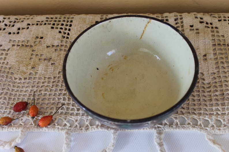 Rustic Home Decor Glazed Clay Bowl Antique Bowl Antique Dish Hand painted Ceramic Bowl Bulgarian Troyan Pottery