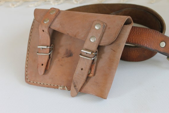 Vintage Belt Bag, Genuine Leather Bag with Belt, … - image 3