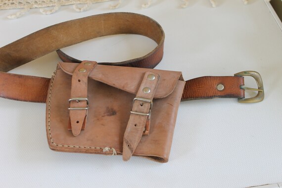 Vintage Belt Bag, Genuine Leather Bag with Belt, … - image 8