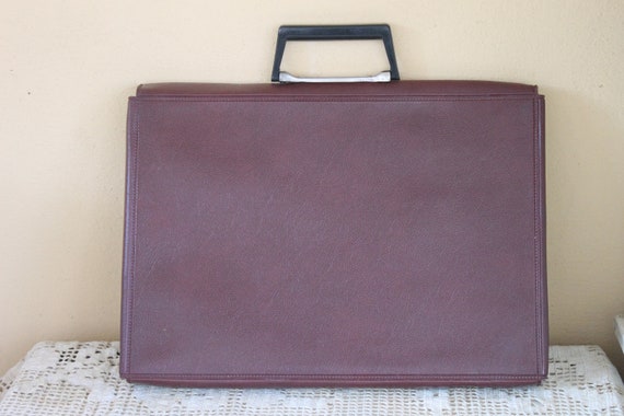 Vintage Bag, Leatherette Briefcase, Wine-colored … - image 7