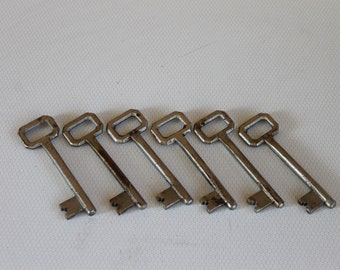 Vintage sleutel, set van 6 vintage skeleton key, oude Europese zilveren toon skeleton key uit de jaren 1960, verzamelobjecten