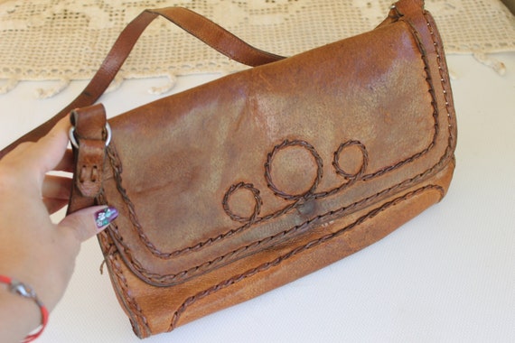 Vintage Bag, Lady Bag, Hand Tooled Genuine Leathe… - image 6