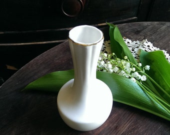 Vintage Bone China Vase, White Milk Porcelain Vase, Small Old Bulgarian Vase from 1970 s, Rustic Home Decoration