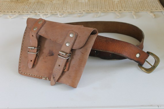 Vintage Belt Bag, Genuine Leather Bag with Belt, … - image 10