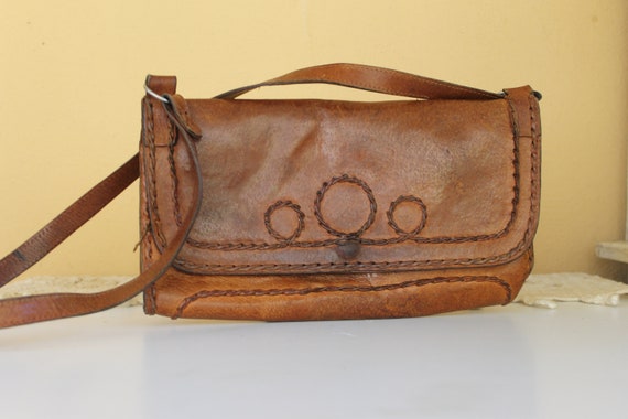 Vintage Bag, Lady Bag, Hand Tooled Genuine Leathe… - image 7