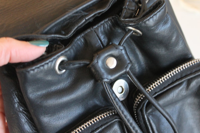 Black Real Leather Backpack Everyday Rucksack Vintage Backpack Lady Back Bag Purse Gift for Her Small Leather Backpack
