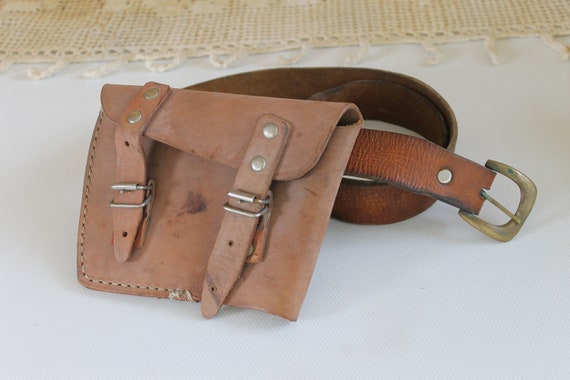 Vintage Belt Bag, Genuine Leather Bag with Belt, … - image 1