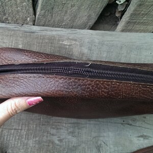 Bolso de cuero marrón vintage, bolso de cuero sintético de hombro, bolso de dama con correa de la década de 1970, idea de regalo imagen 9