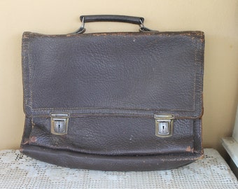 Bolso vintage, maletín de cuero marrón, bolso de estudiante, bolso satchel, bolso de oficina, bolso antiguo, bolso