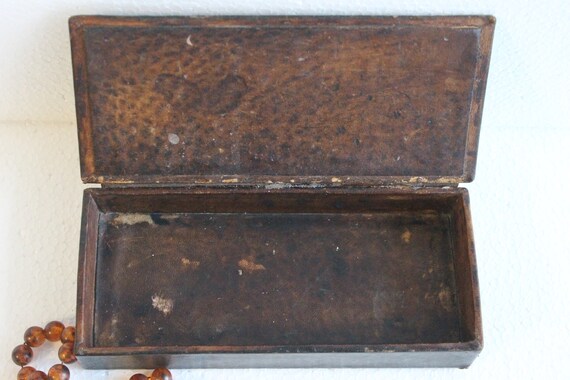 Trinket box Real Leather Brown Box Hand Tooled Leather Jewelry Box Embossed Genuine Leather Box Gift for Her Vintage Box