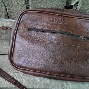 Vintage Brown Leather Bag, Shoulder Faux Leather Bag, Lady Bag with Strap from 1970s, Gift Idea image 6