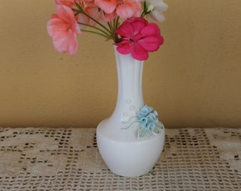 Vintage Bone China Vase, Flower Porcelain Decoration, Old White Porcelain Vase from 1970s, Rustic Home Decoration