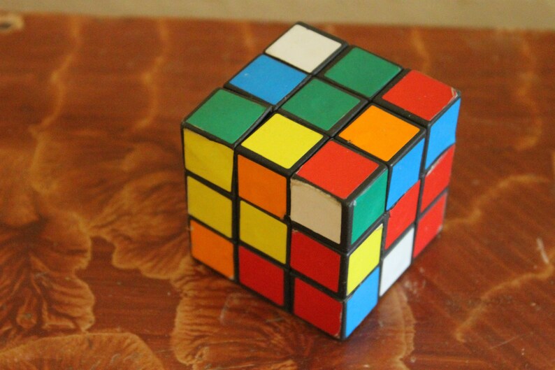 Vintage Rubik's Cube Distressed Cube Rubik 3D Puzzel Etsy