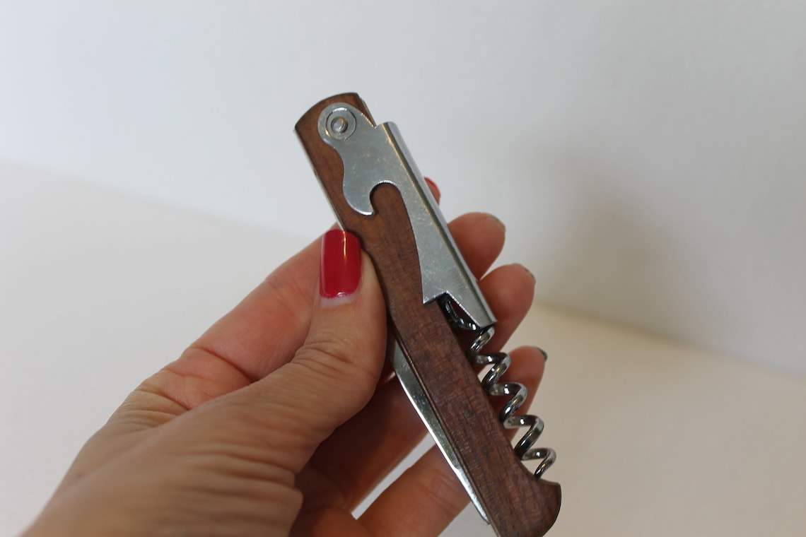 Vintage Pocket Knife Folding Corkscrew Bottle Opener Pocket Etsy